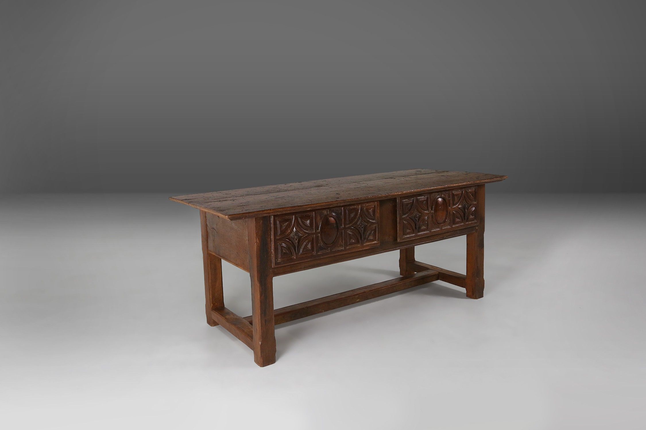Antique Spanish Console Table in carved Oak, 18th Centurythumbnail